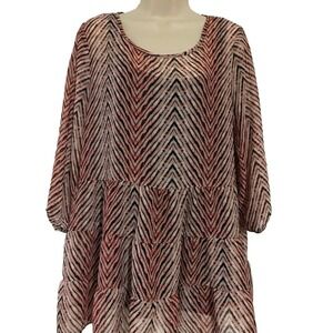 2 PC AB Studio Blouse Size M Black Camisole‎ Red Stripe Top Round Neckline NWT